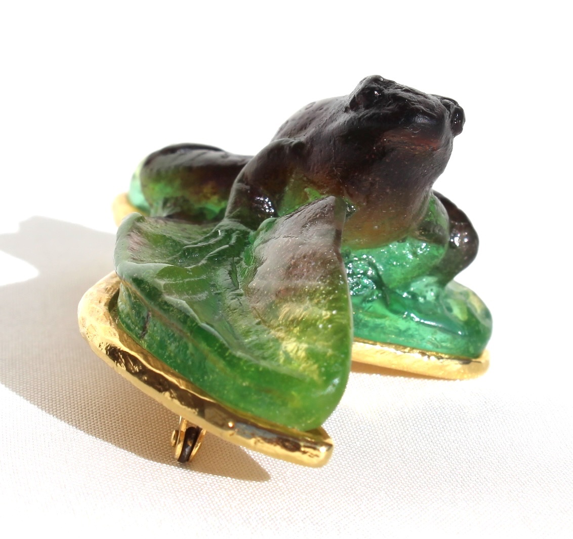 Broche à la grenouille , serie "nature" par Daum, parfait, era Baccarat Lalique-photo-4