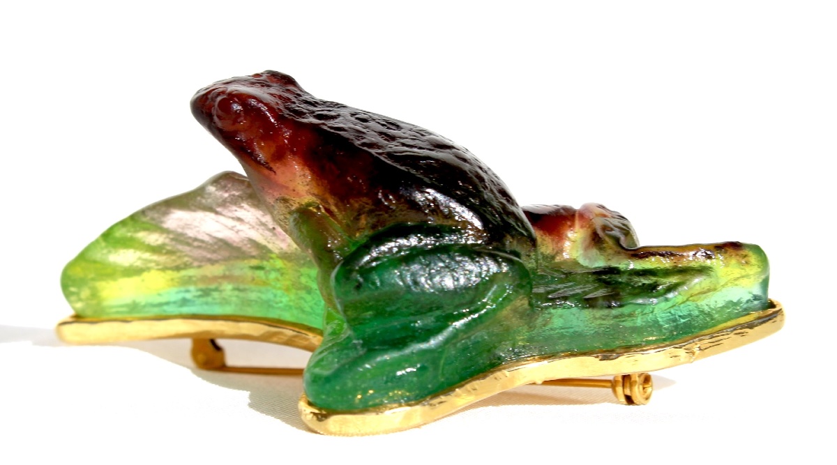 Broche à la grenouille , serie "nature" par Daum, parfait, era Baccarat Lalique-photo-4