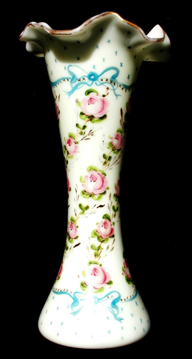 Napoleon 3 Baccarat Diabolo Vase "garlands Of Roses And Ribbons", Circa 1880 Era Daum-photo-2
