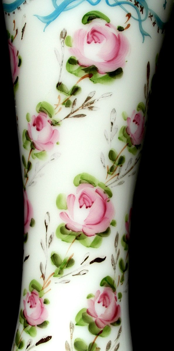 Napoleon 3 Baccarat Diabolo Vase "garlands Of Roses And Ribbons", Circa 1880 Era Daum-photo-3