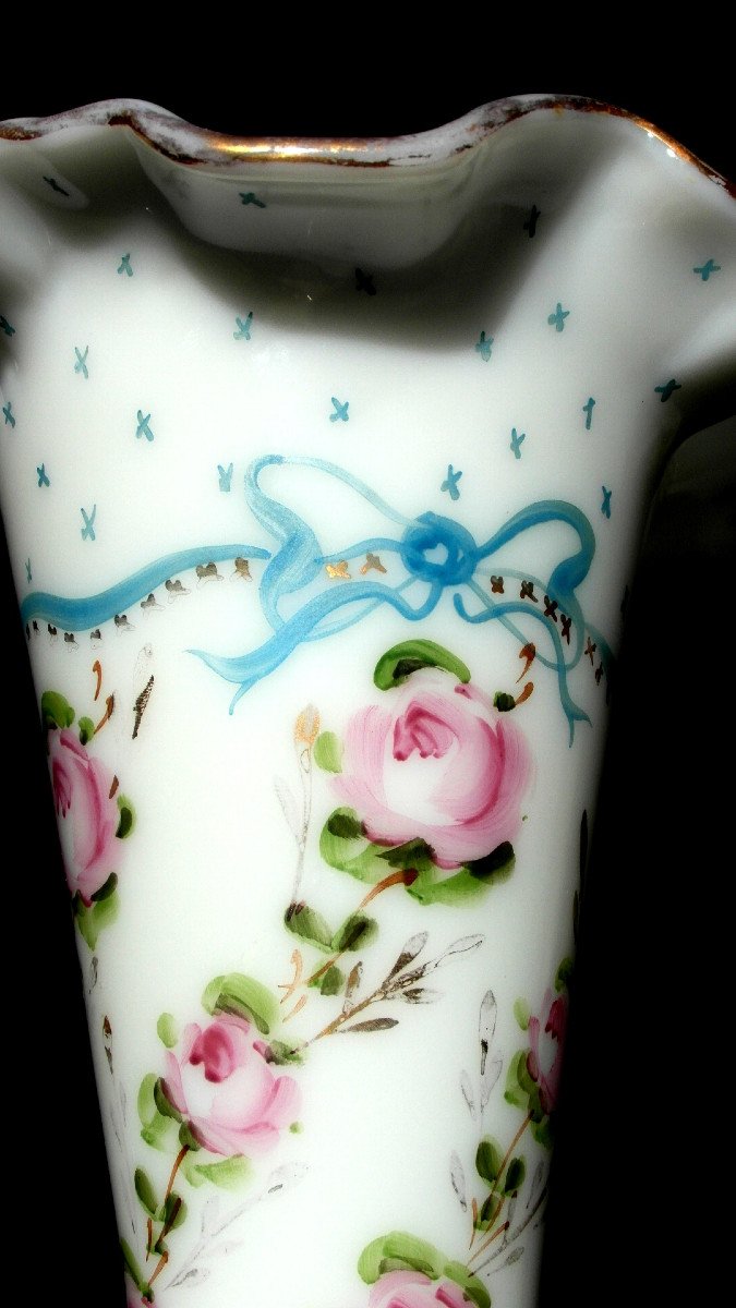 Napoleon 3 Baccarat Diabolo Vase "garlands Of Roses And Ribbons", Circa 1880 Era Daum-photo-3