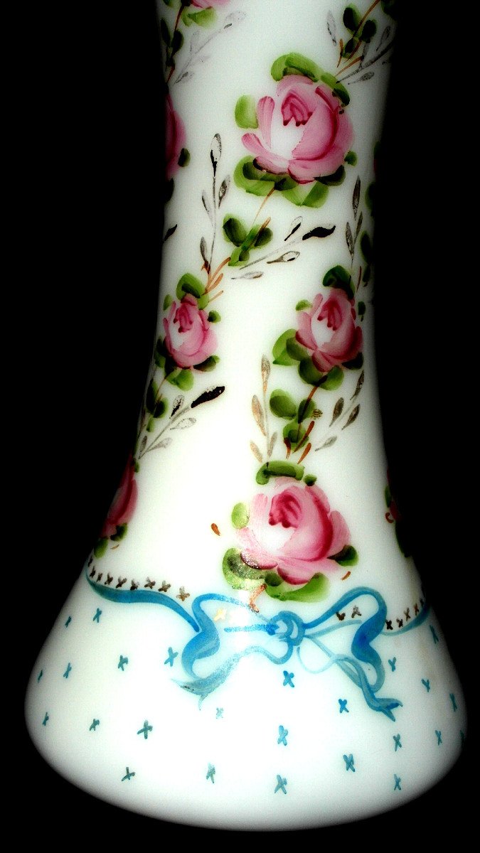 Napoleon 3 Baccarat Diabolo Vase "garlands Of Roses And Ribbons", Circa 1880 Era Daum-photo-4
