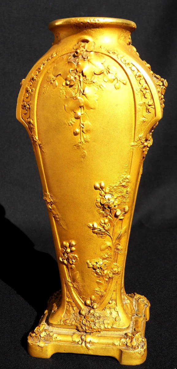 Pretty Art Nouveau Vase In Bronze Said "with Shoulder" By Guenardeau , Susse Fonfry, 1900-photo-2