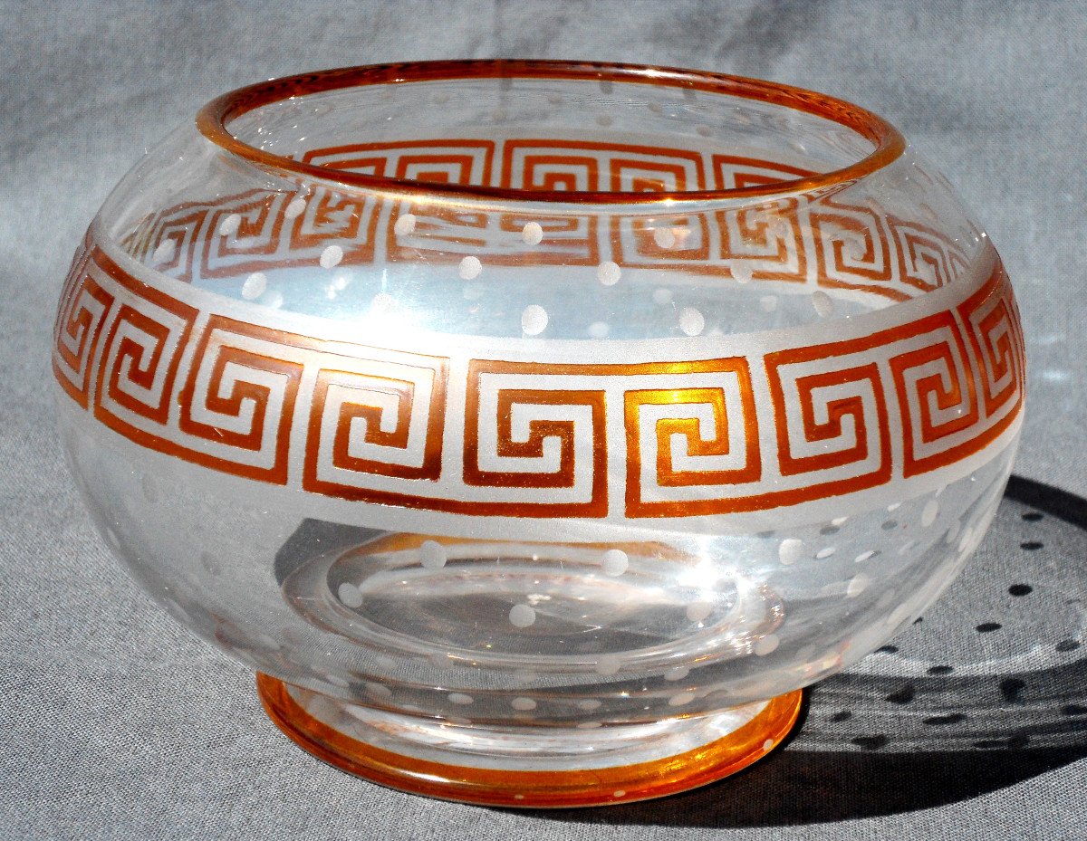 Beautiful And Rare Baccarat Cup Engraved With Acid, "frieze In The Antique", Era Daum Galle, Circa 1880-photo-5