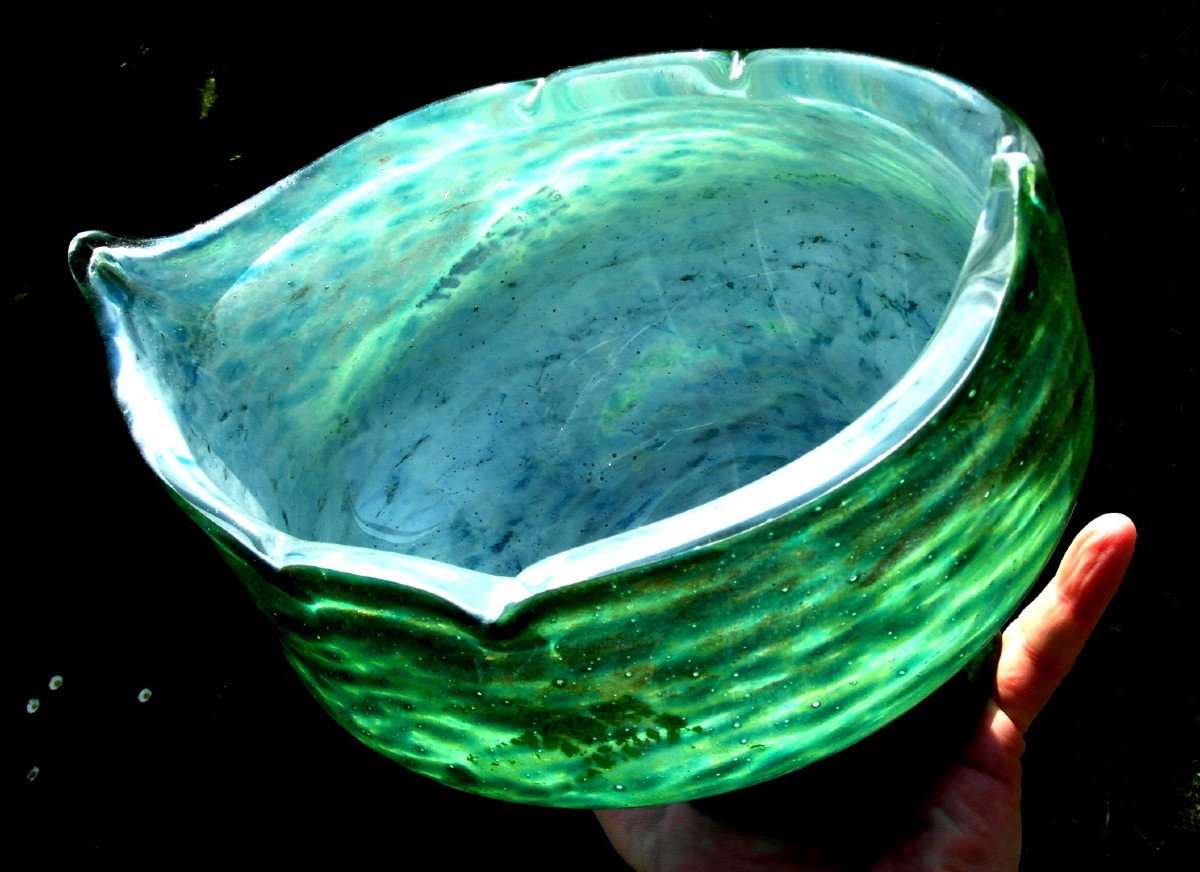 Beautiful Large Art-deco Daum Cup In Brilliant Jade Glass, Perfect, Era Alle 1920-photo-5
