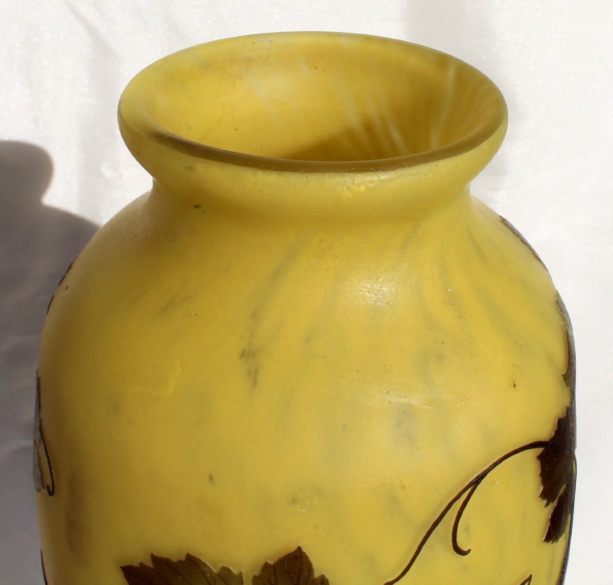 Monumental Vase Daum 3 Couleurs, Décor "vigne", parfait, 61 cm, era Galle 1910-photo-7