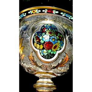 Pretty Chalice Vase By Julius Muhlhaus, Bohemian Glass, Haida, 1910, Perfect, Era Daum Galle