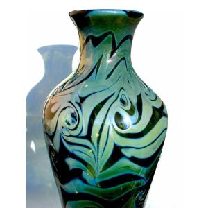 Joli Grand Vase Balustre En Verre Irisé Loetz, Vers 1900, Era Daum Galle Austria