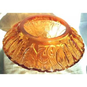 Beautiful Large Crystal Cup, "feathers" Decor By Vallerysthal-portieux, Era Daum Galle Lalique