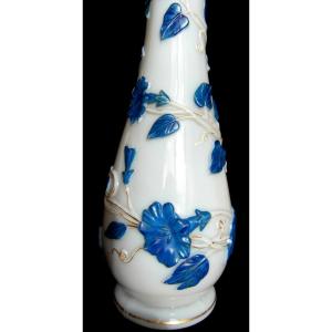 Joli Et Ancien Vase Baccarat Aux Ipomées, Napoleon 3, Era Daum Galle 1860