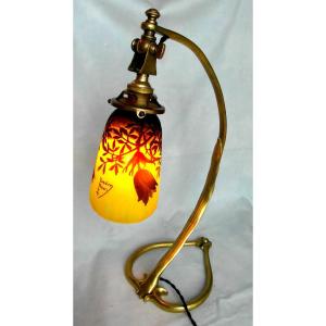 Belle Lampe 1900 "pulsatille Des Prés" Par Daum, Era Galle Muller Art-nouveau