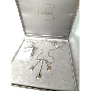 Charmant collier "Oxygene" par Lalique en argent et cristal, neuf avec boite, era daum baccarat