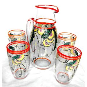  Rare Service à Orangeade période Art-deco Delatte, Parfait, Era Daum Galle 1920
