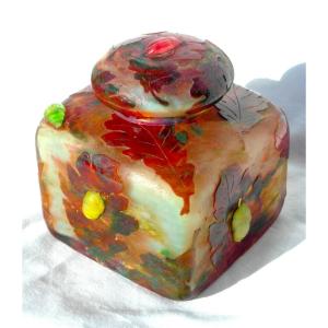 Encrier Daum aux feuilles de chênes et coléoptères en applications, era Galle 1900