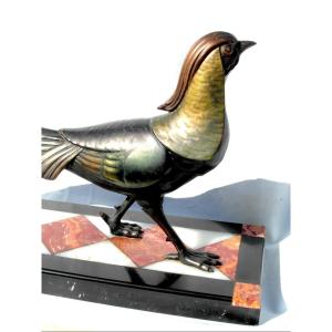 Faisant art-deco polychrome d'époque sur marbre et Onyx 3 couleurs, era bronze barye Moigniez