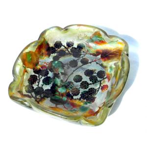 Multilobed Bowl With Blackberries By Daum, Circa 1910, Art Nouveau Period