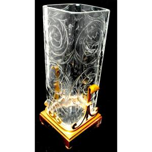 Grand vase baccarat monture bronze pour l'escalier de cristal, vers 1880, era DAUM GALLE 