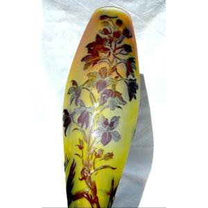 Grand vase Galle aux gentianes, parfait, 44,5 cm , vers 1900, era daum art-nouveau