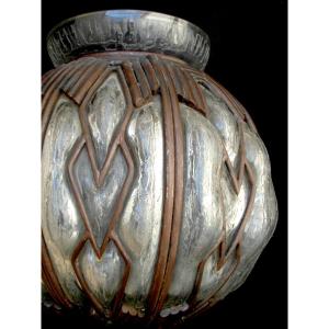 Important vase Art-déco Daum Et Majorelle, Parfait, 37 Cm, 10 Kilos, Era Galle 1920