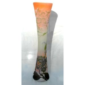 Monumental vase Gallé aux hortensias, parfait, 57 cm, era daum 1900