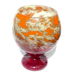 Vase art-déco forme boule, série "Jade" par Schneider, parfait, era Daum Gallé