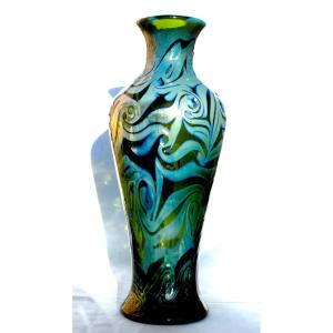 Grand Vase Balustre En Verre Irisé Loetz bohème, Vers 1900, Era Daum Galle Austria