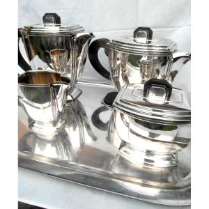 Service à The Et Café Art-deco Par Ravinet d'Enfert, 5 Pièces, Vers 1925 era christofle