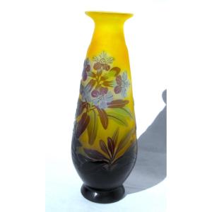 Vase Gallé aux myosotis, parfait, 17,5 cm era daum 1900 art-nouveau
