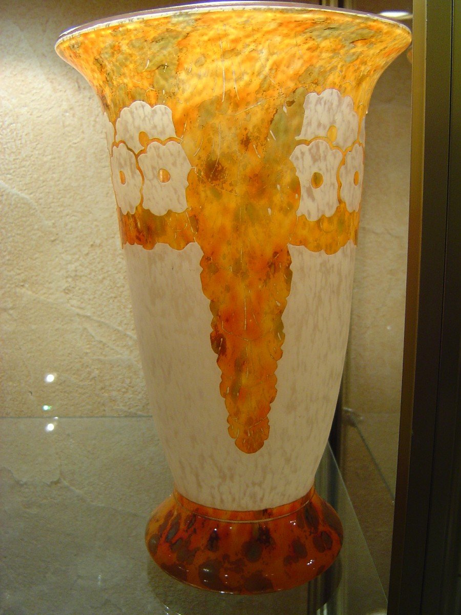 Important Vase En  Verre Multicouches Le Verre Francais Charder -photo-2