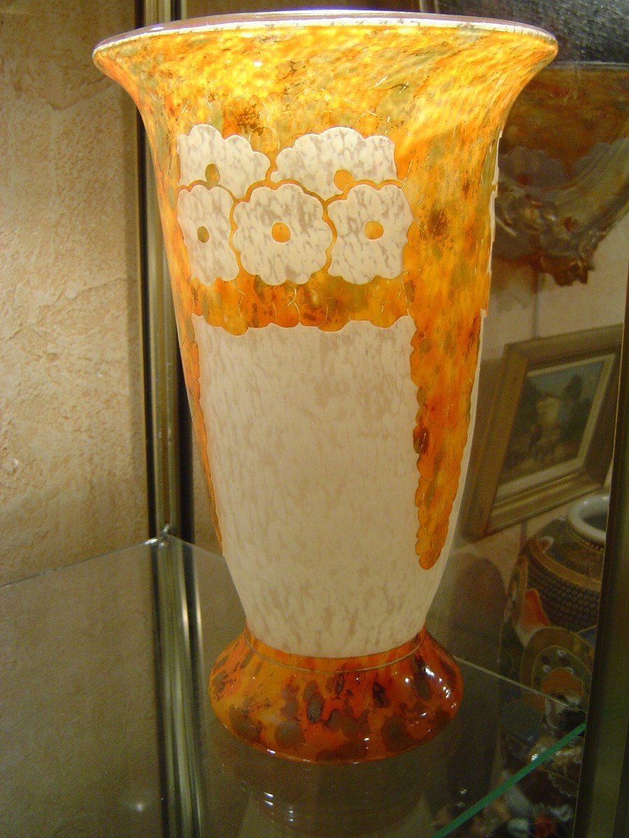 Important Vase En  Verre Multicouches Le Verre Francais Charder 