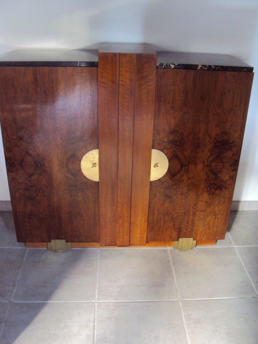 Maison Soubrier Paris Buffet Epoque Art Deco Placage Ronce De Noyer -photo-2