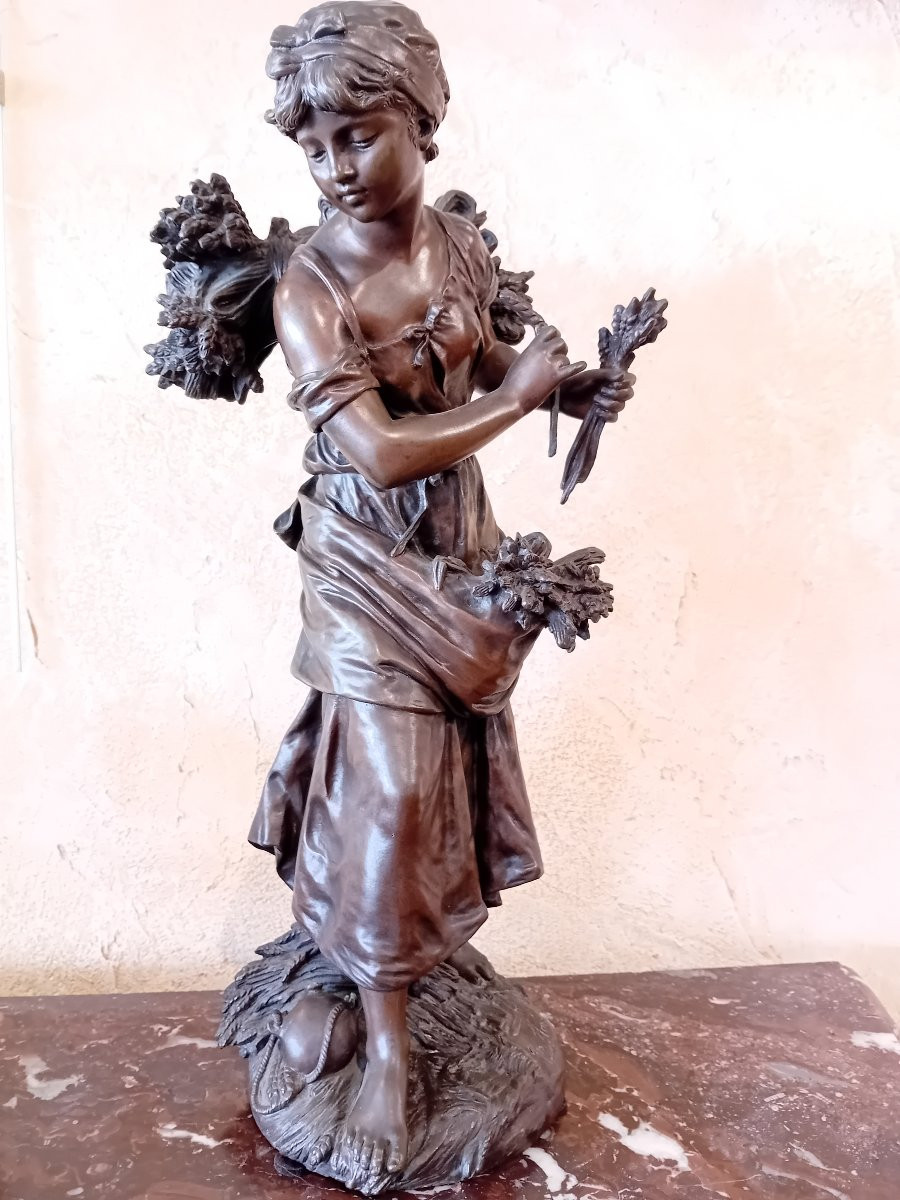 Hippolyte Moreau Bronze End Of The 19th Century Harvest -photo-4