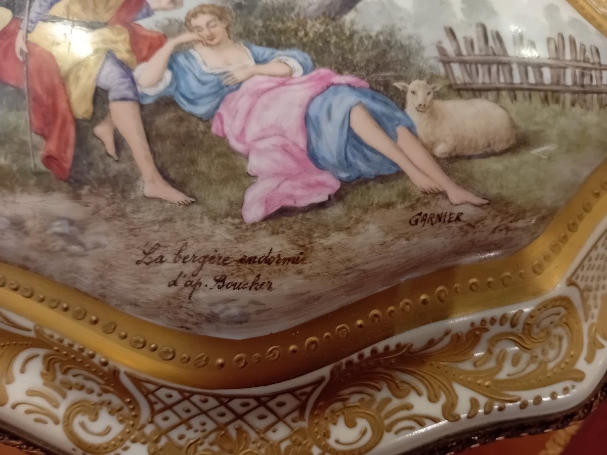 Late 19th Century Porcelain Box In The Style Of Sevres Signed Garnier-photo-2