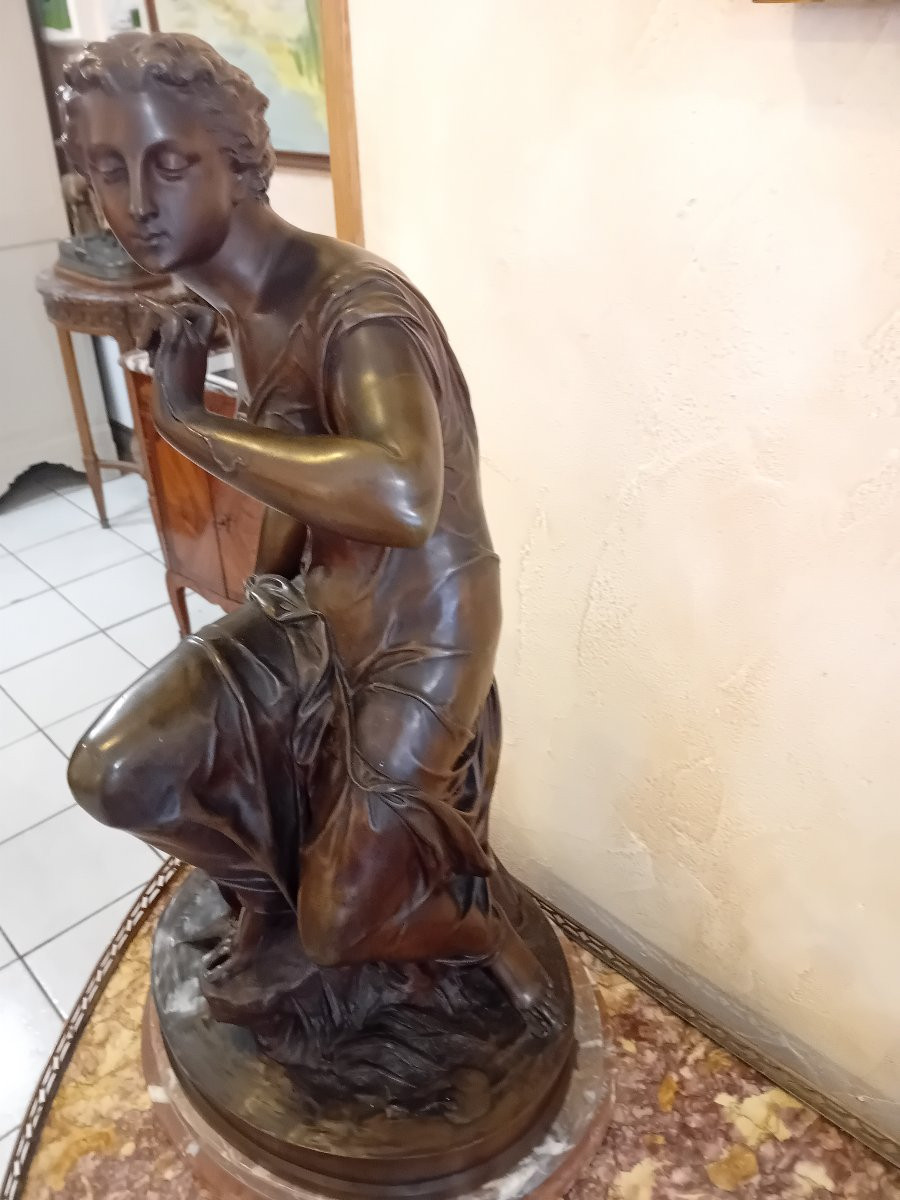 Emile Hebert "the Virgin's Thread" Important Bronze With Patina Medal -photo-2