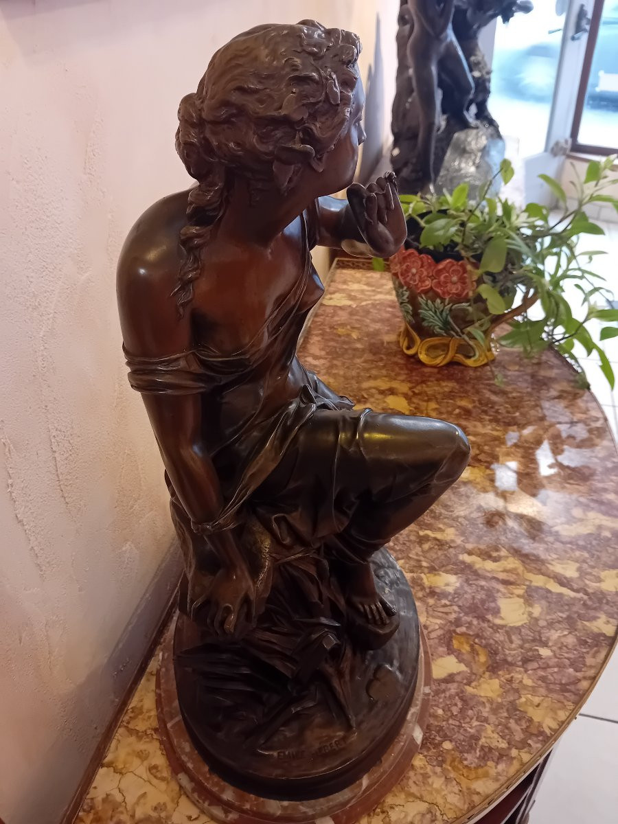 Emile Hebert "the Virgin's Thread" Important Bronze With Patina Medal -photo-3
