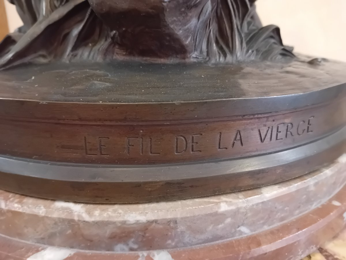 Emile Hebert "the Virgin's Thread" Important Bronze With Patina Medal -photo-3