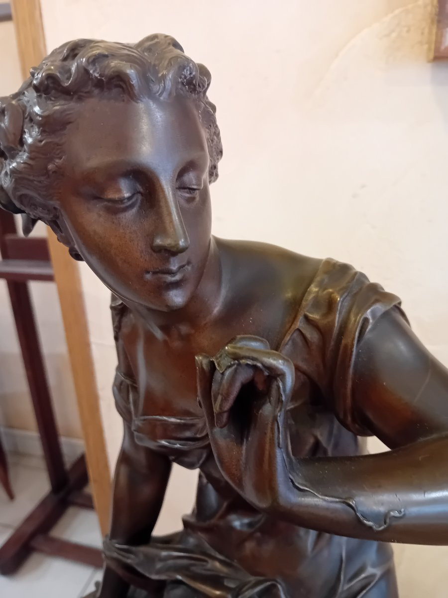 Emile Hebert "the Virgin's Thread" Important Bronze With Patina Medal -photo-4