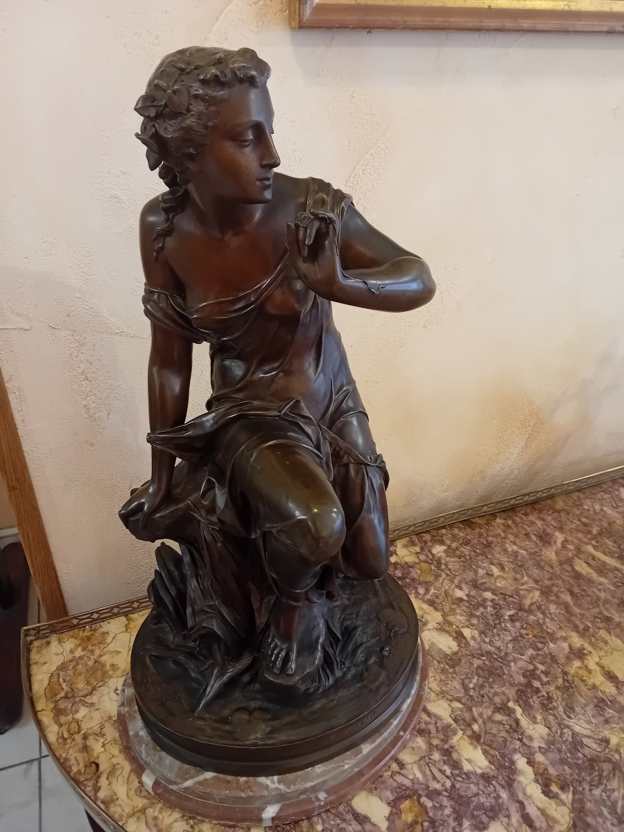 Emile Hebert "the Virgin's Thread" Important Bronze With Patina Medal 