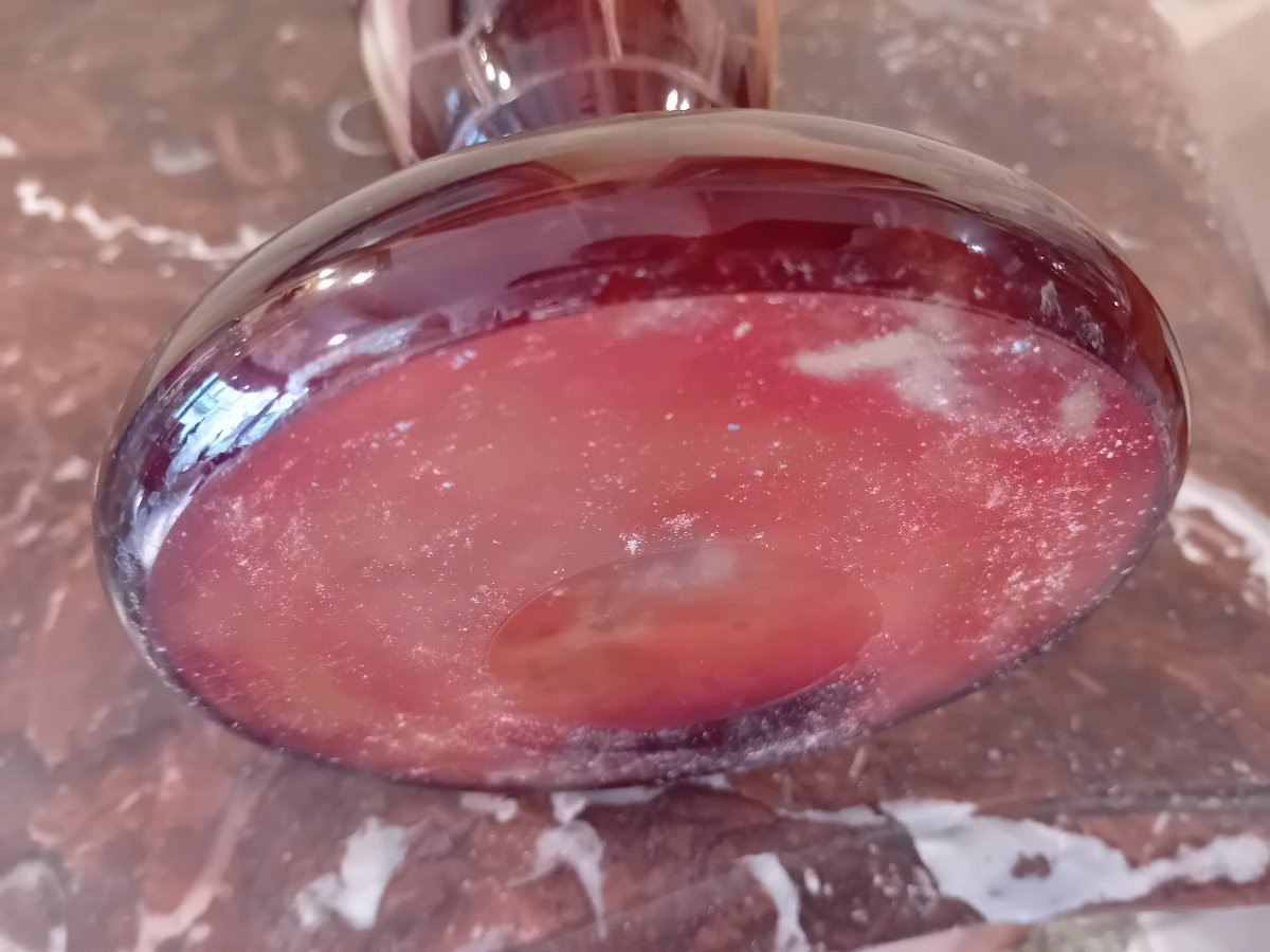 Schneider Le Verre Français Acid-etched Multi-layer Glass Vase With Pearl Decor -photo-1