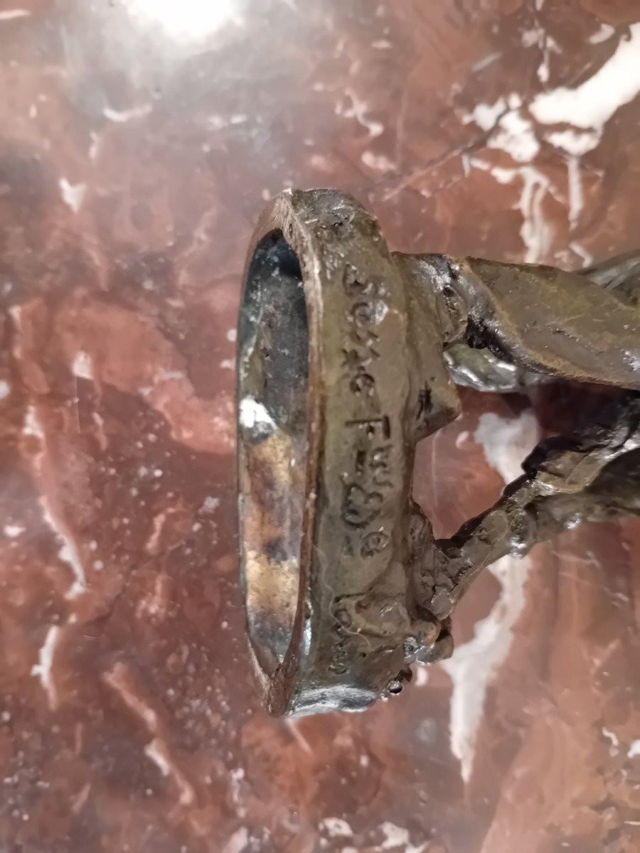 DALOU Aimé Jules " le casseur de pierres" bonze à patine brune  Susses Freres éditeur -photo-1