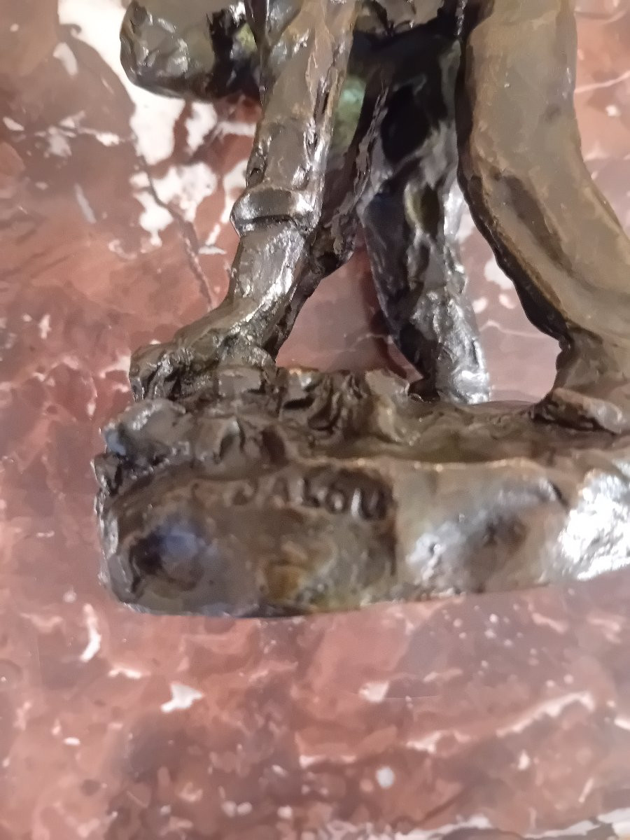 DALOU Aimé Jules " le casseur de pierres" bonze à patine brune  Susses Freres éditeur -photo-2