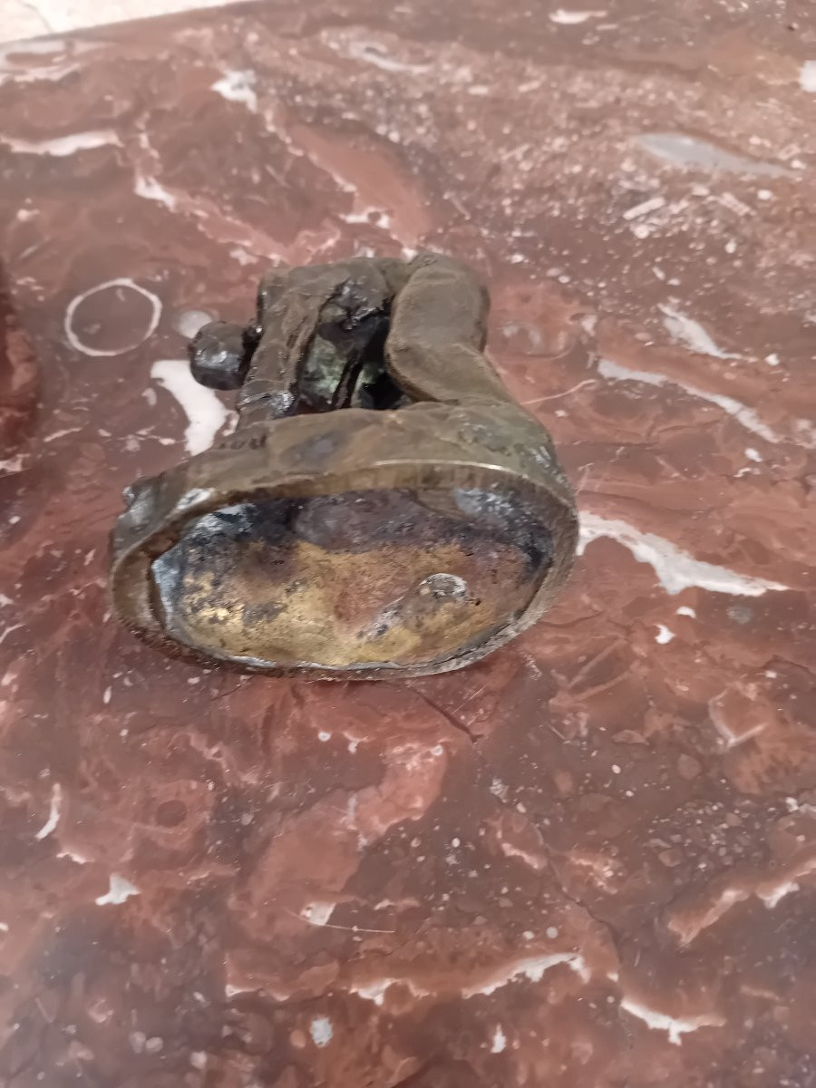 DALOU Aimé Jules " le casseur de pierres" bonze à patine brune  Susses Freres éditeur -photo-3