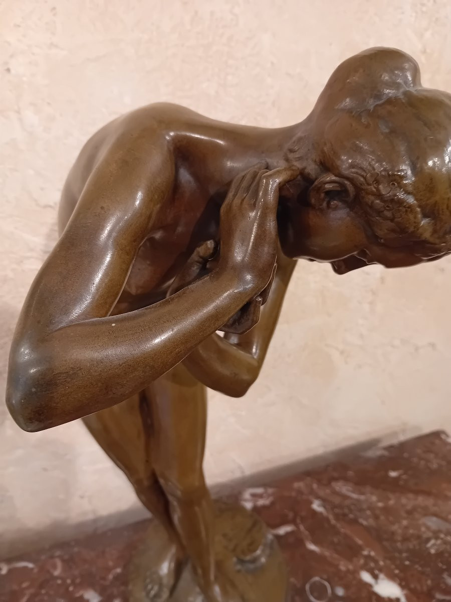 Albert-andré Pasche Bronze With Brown Patina "the Bather" -photo-2