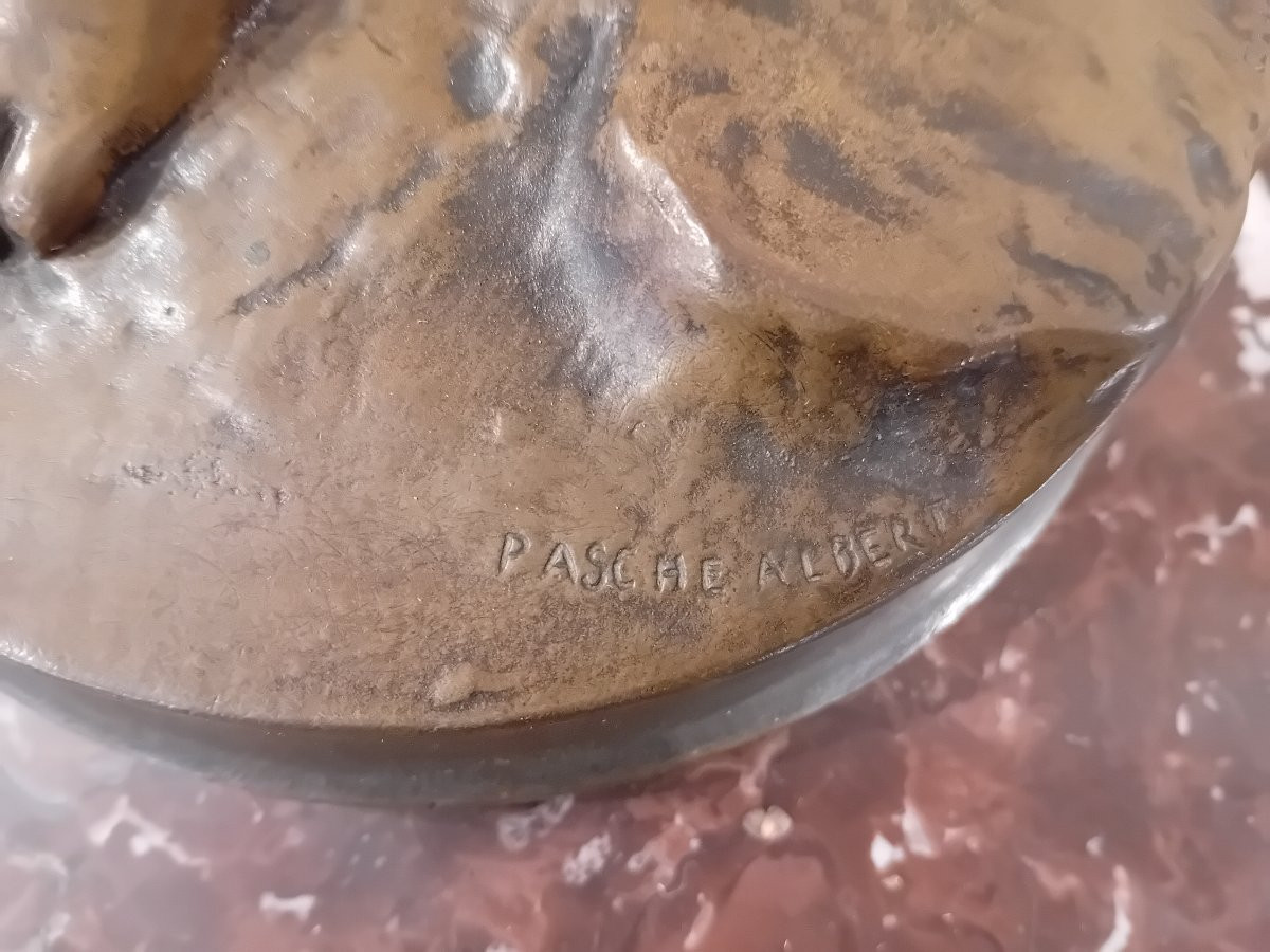 Albert-andré Pasche Bronze With Brown Patina "the Bather" -photo-2
