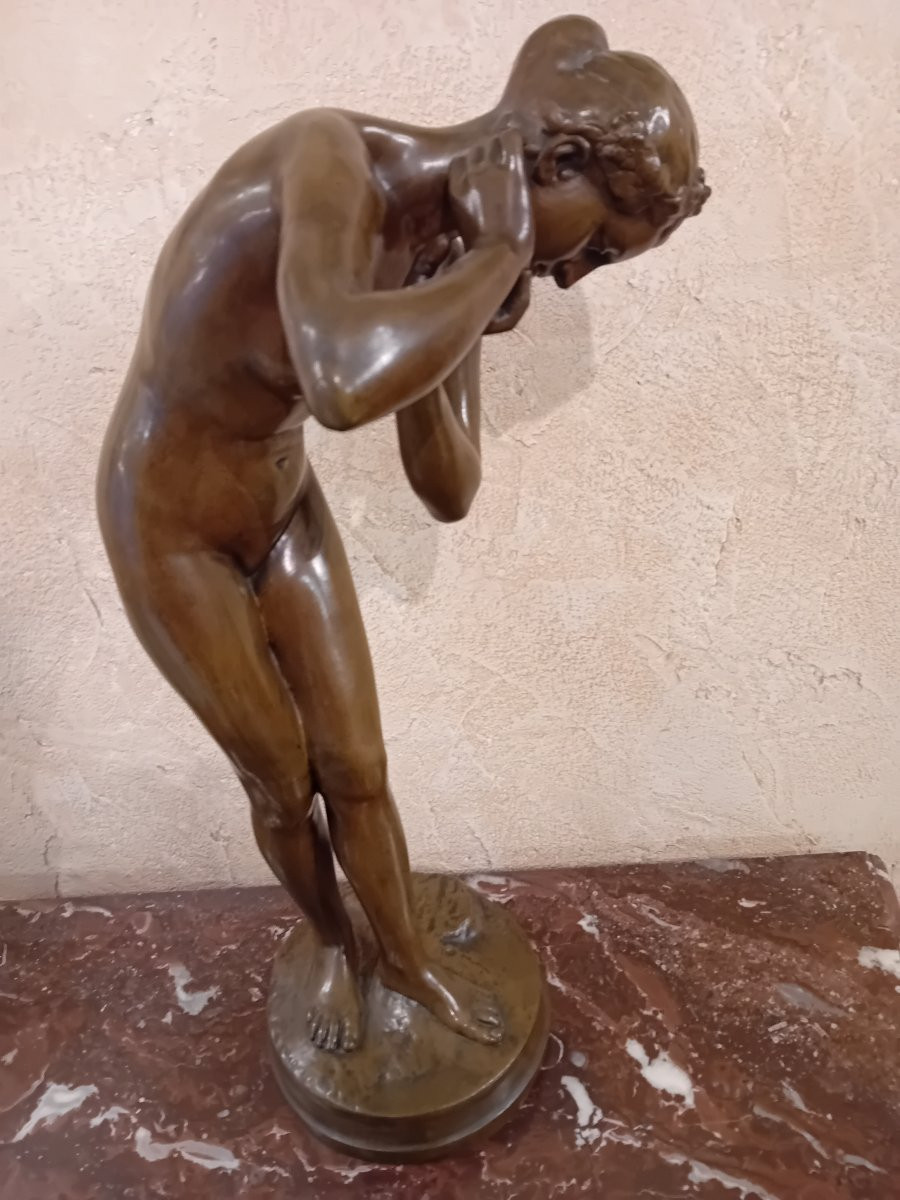 Albert-andré Pasche Bronze With Brown Patina "the Bather" -photo-3