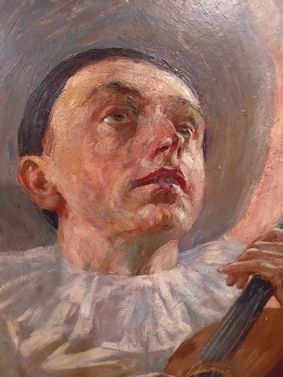 LUCIEN JONAS   HUILE SUR CARTON PORTRAIT DE PIERROT-photo-4