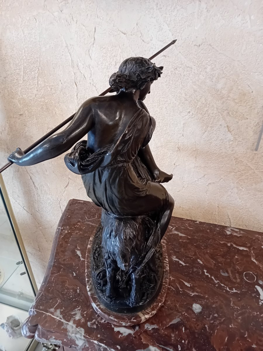 d"après Clodion BRONZE à patine brune Bacchante chevauchant un bouc -photo-2