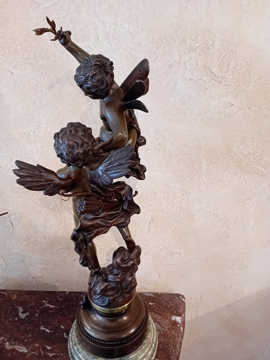 RANCOULET ERNEST  BRONZE EPOQUE FIN XIXème  TRIUMPHATO  L'AMOUR TRIOMPHANT -photo-2