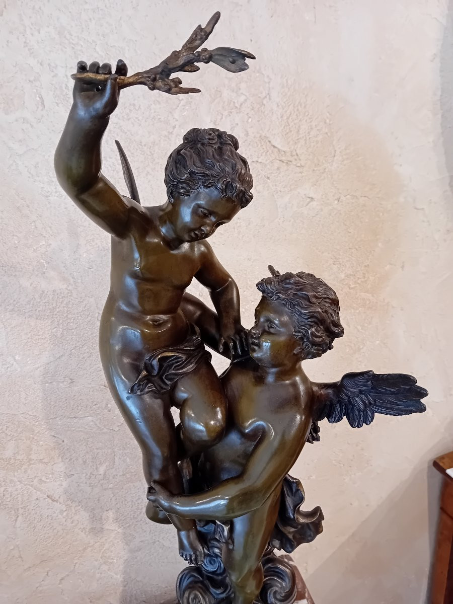 RANCOULET ERNEST  BRONZE EPOQUE FIN XIXème  TRIUMPHATO  L'AMOUR TRIOMPHANT -photo-4