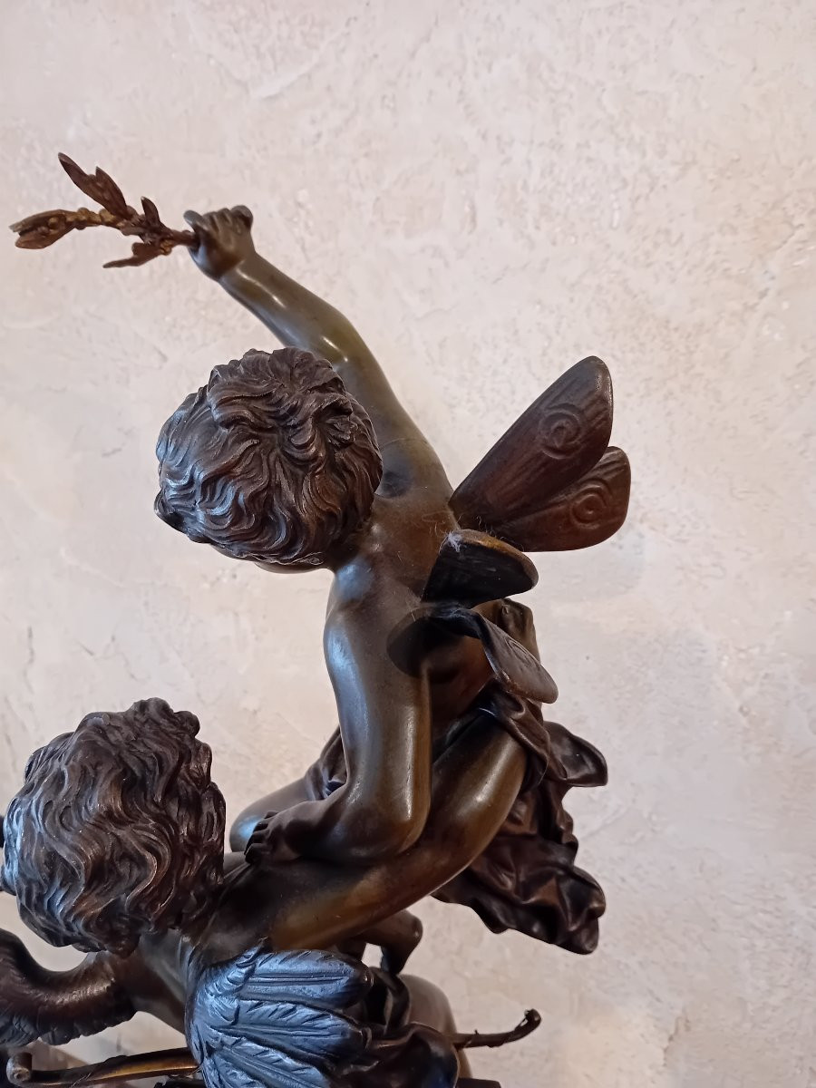 RANCOULET ERNEST  BRONZE EPOQUE FIN XIXème  TRIUMPHATO  L'AMOUR TRIOMPHANT -photo-2